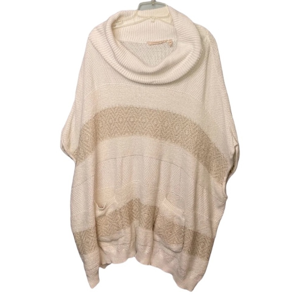 Soft Surroundings Cowl Neck Sleeveless Oversized Tunic Sweater Cream Size L/XL